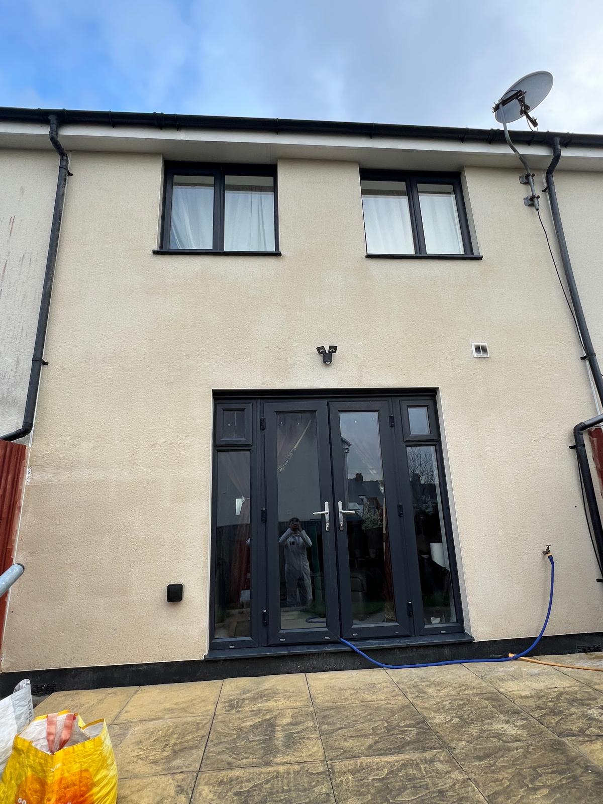 Clean render wall — a recently softwashed property